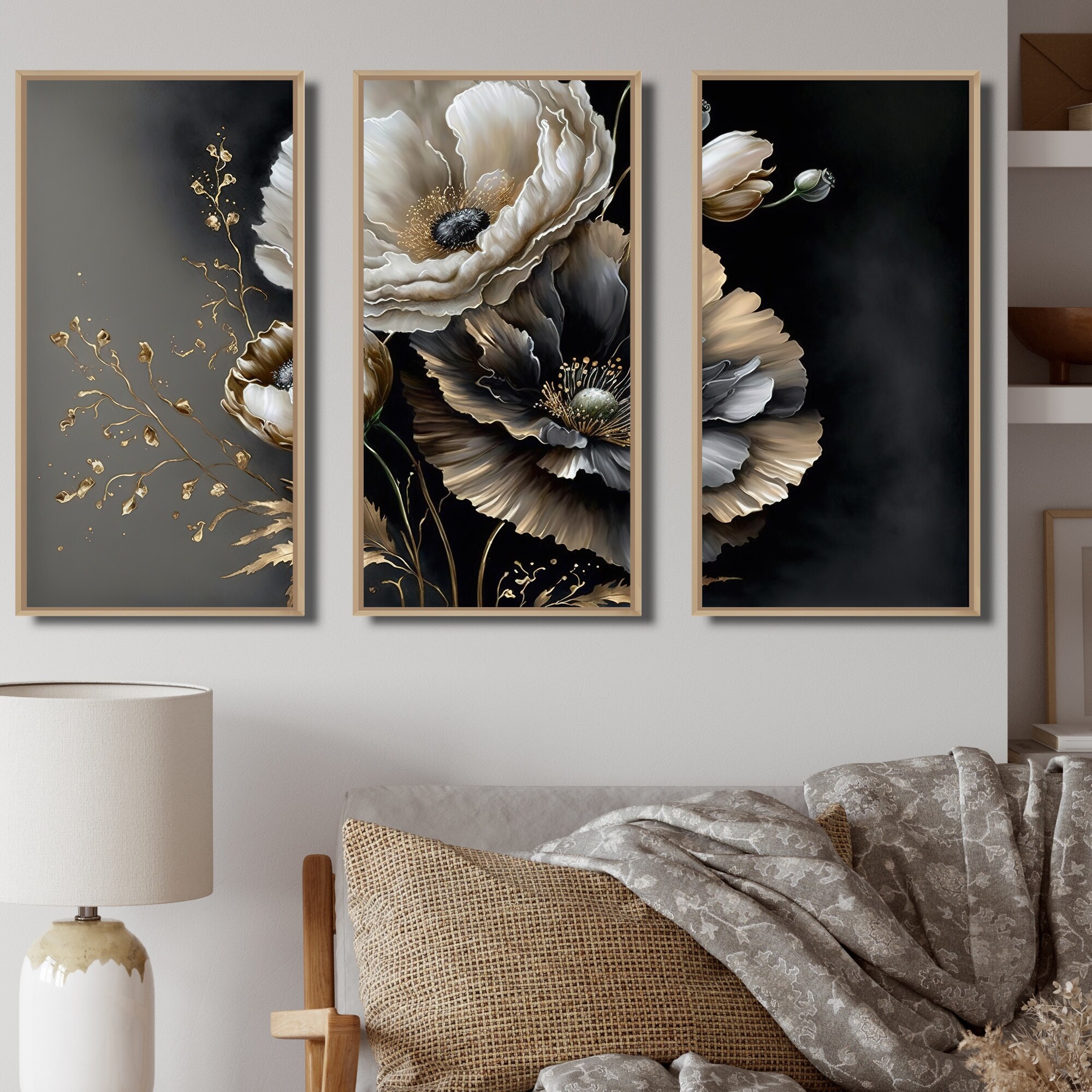 Grey Floral Canvas Art Bed Bath & Beyond